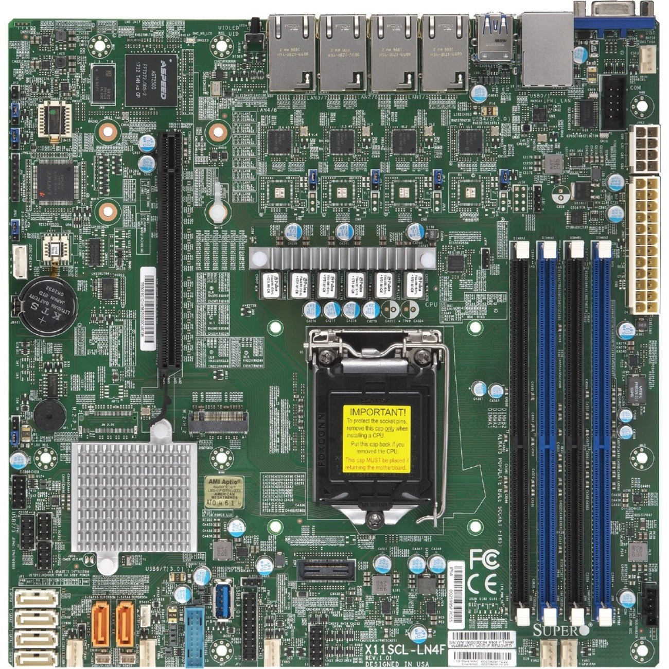 Supermicro X11SCL-LN4F Server Motherboard - Intel C242 Chipset - Socket H4 LGA-1151 - Micro ATX - MBD-X11SCL-LN4F-O