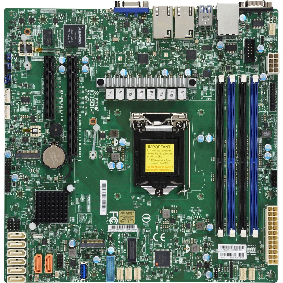 Supermicro X11SCH-LN4F Server Motherboard - Intel C246 Chipset - Socket H4 LGA-1151 - Micro ATX - MBD-X11SCH-LN4F-O