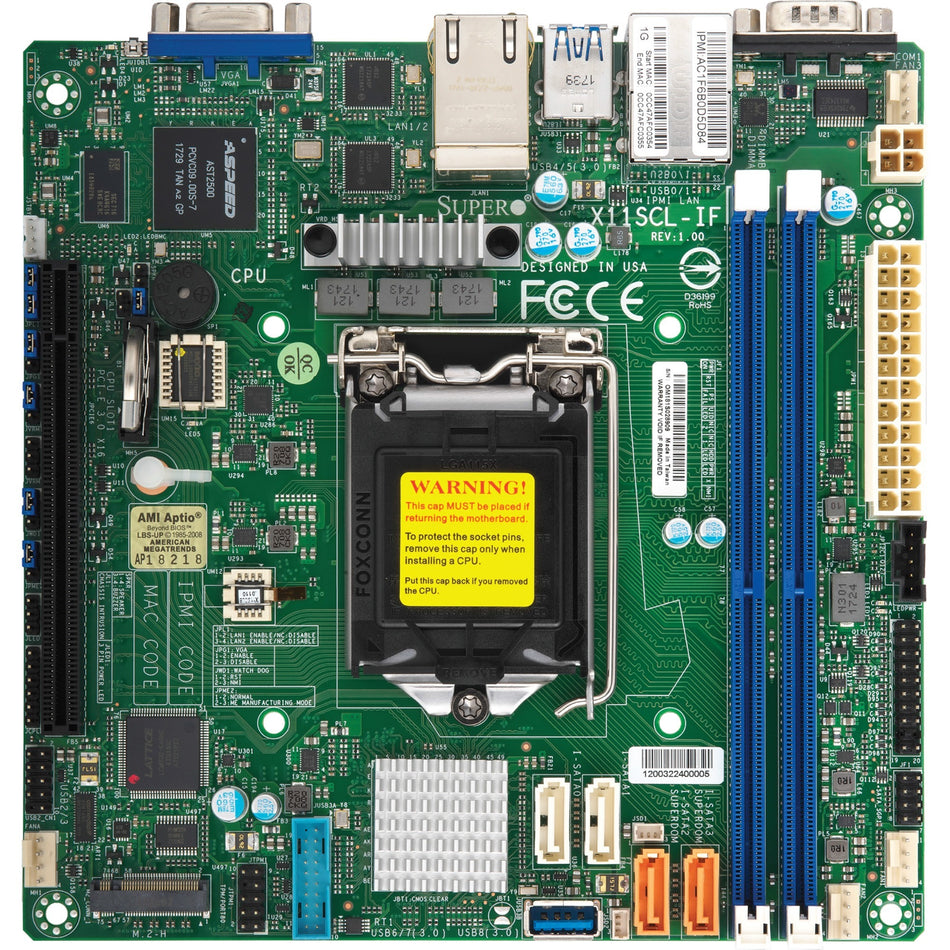 Supermicro X11SCL-IF Server Motherboard - Intel C242 Chipset - Socket H4 LGA-1151 - Mini ITX - MBD-X11SCL-IF-O