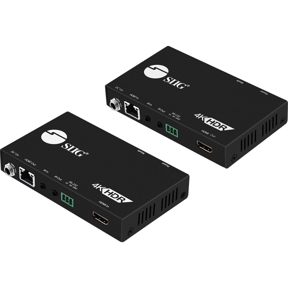 SIIG 4K HDR HDMI 2.0 HDBaseT Extender Over Single Cat5e/6 with RS-232 & IR - 100m - CE-H23311-S1