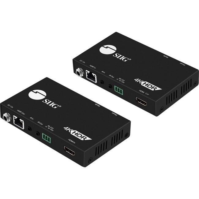 SIIG 4K HDR HDMI 2.0 HDBaseT Extender Over Single Cat5e/6 with RS-232 & IR - 60m - CE-H23211-S1