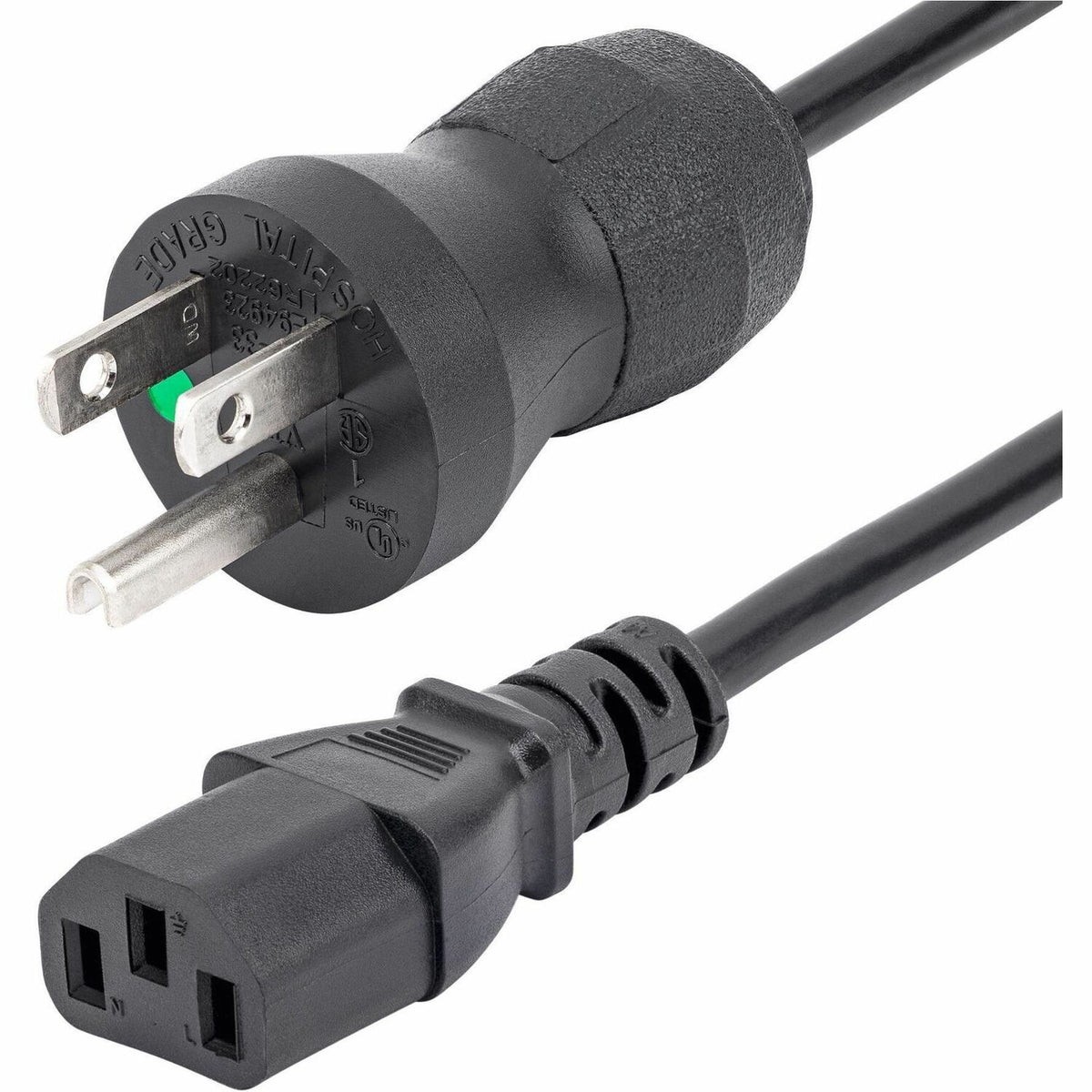 StarTech.com 6ft (2m) Hospital Grade Power Cord, 18AWG, NEMA 5-15P to C13, 10A 125V, Green Dot Medical Power Cable, Monitor Power Cable - PXTMG1016