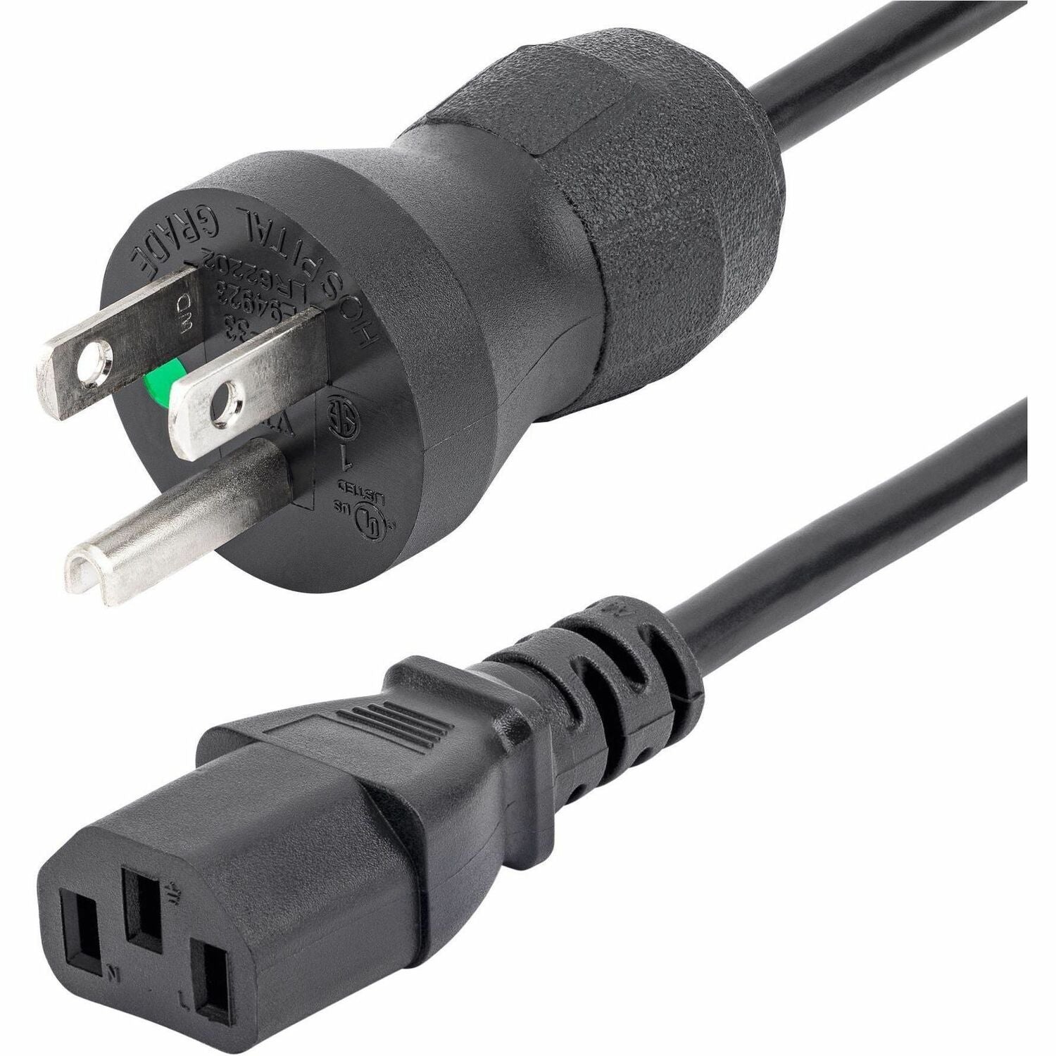 StarTech.com 6ft (2m) Hospital Grade Power Cord, 18AWG, NEMA 5-15P to C13, 10A 125V, Green Dot Medical Power Cable, Monitor Power Cable - PXTMG1016