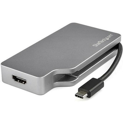 StarTech.com USB C Multiport Video Adapter 4K/1080p - USB Type C to HDMI, VGA, DVI or Mini DisplayPort Monitor Adapter - Space Gray - CDPVDHDMDPSG