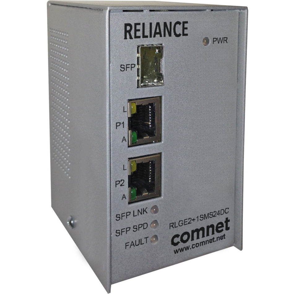 ComNet Electrical Substation-Rated 10/100/1000 Mbps 3-Port Self-managed Ethernet Switch - RLGE2+1SMS24DC