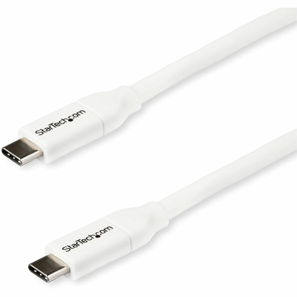 StarTech.com 2m 6 ft USB C to USB C Cable w/ 5A PD - M/M - White - USB 2.0 - USB-IF Certified - USB Type C Cable - USB C Charging Cable - USB C PD Cable - USB2C5C2MW