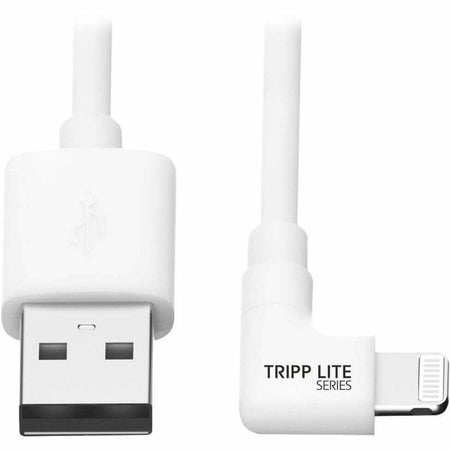 Eaton Tripp Lite Series USB-A to Right-Angle Lightning Sync/Charge Cable, MFi Certified - White, M/M, USB 2.0, 6 ft. (1.83 m) - M100-006-LRA-WH