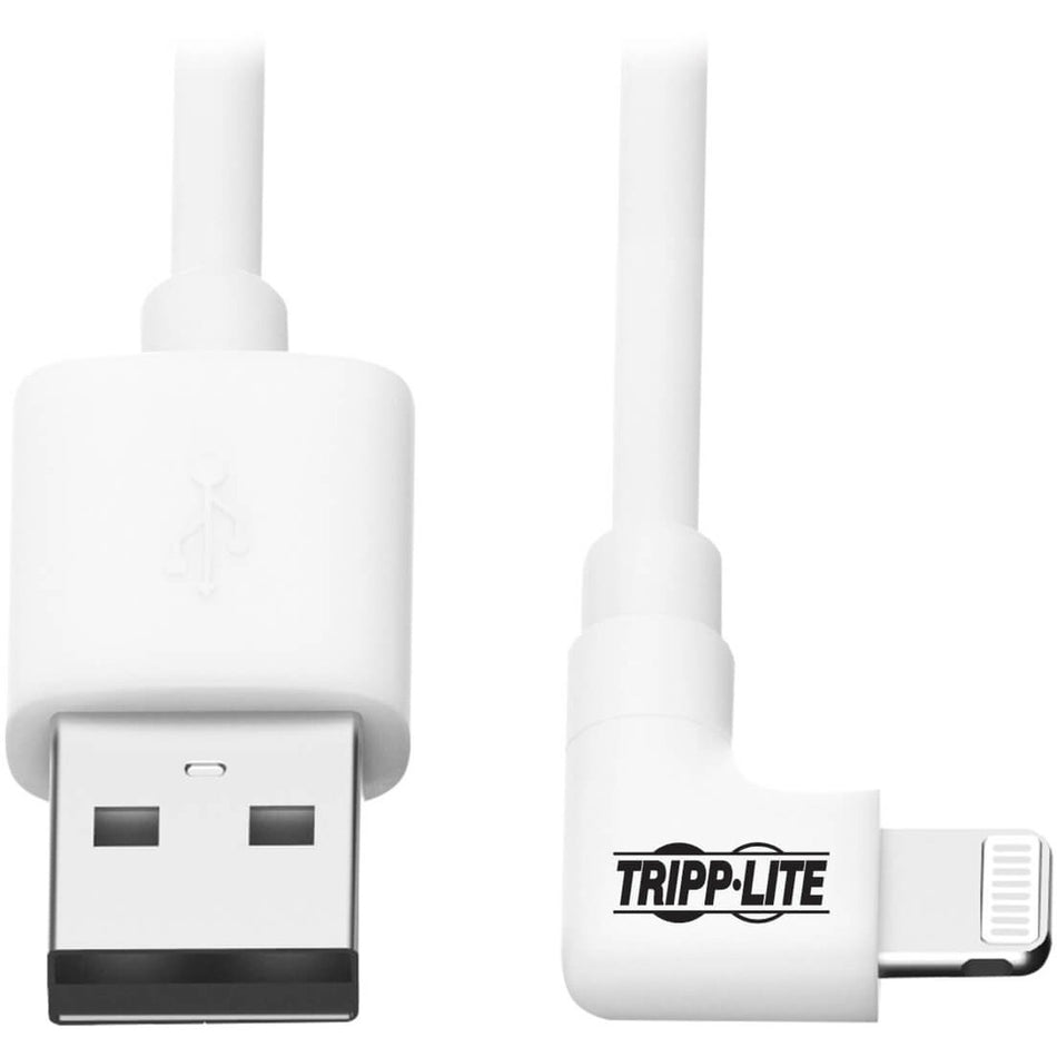 Eaton Tripp Lite Series USB-A to Right-Angle Lightning Sync/Charge Cable, MFi Certified - White, M/M, USB 2.0, 6 ft. (1.83 m) - M100-006-LRA-WH