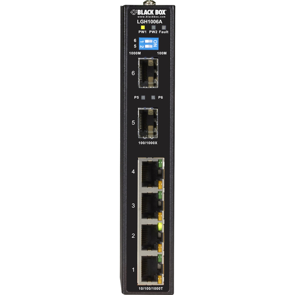 Black Box Industrial Ethernet Switch - Extreme Temperature, 6-Port - LGH1006A