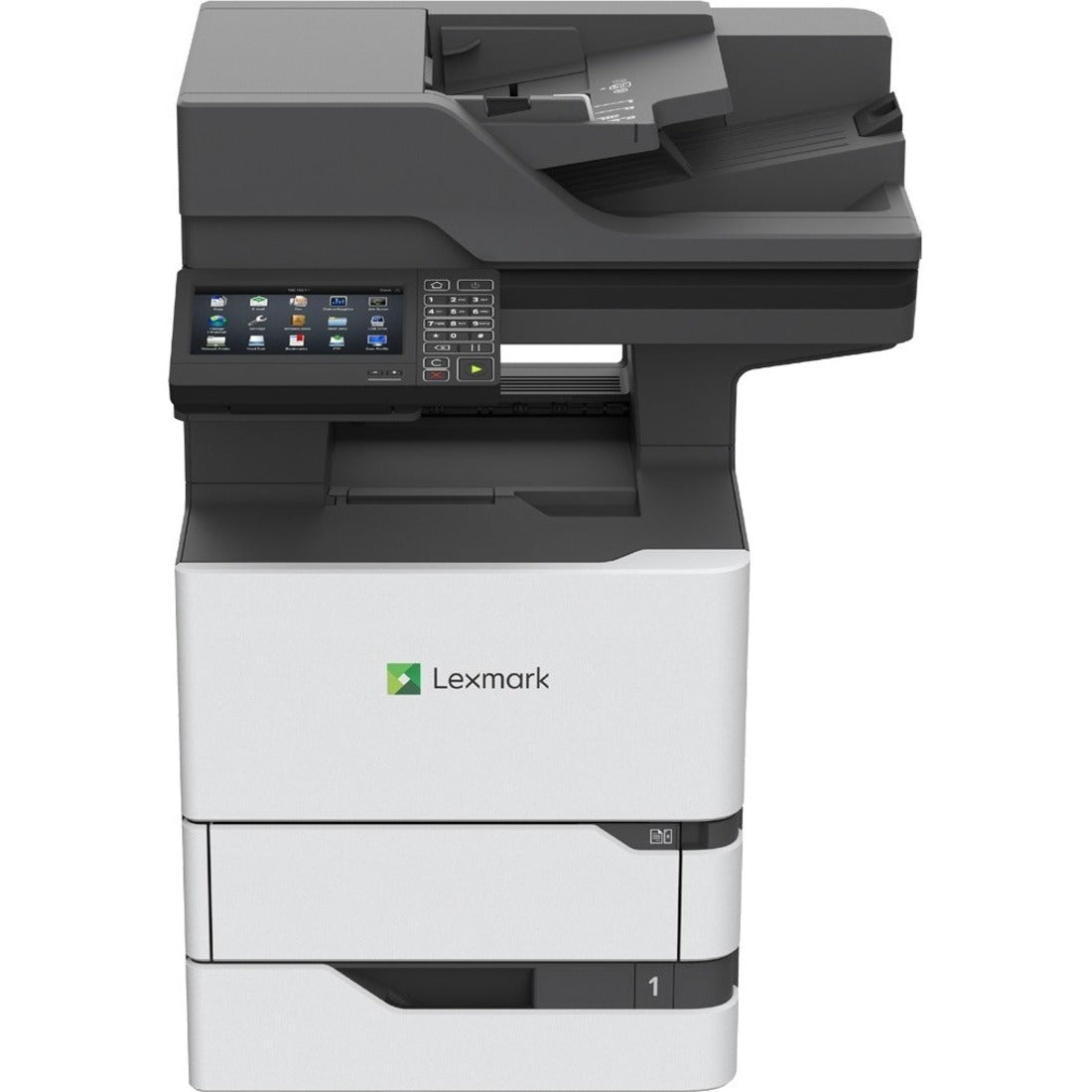 Lexmark MX720 MX721adhe Laser Multifunction Printer-Monochrome-Copier/Fax/Scanner-65 ppm Mono Print-1200x1200 Print-Automatic Duplex Print-300000 Pages Monthly-650 sheets Input-Color Scanner-600 Optical Scan-Monochrome Fax-Gigabit Ethernet - 25B0003