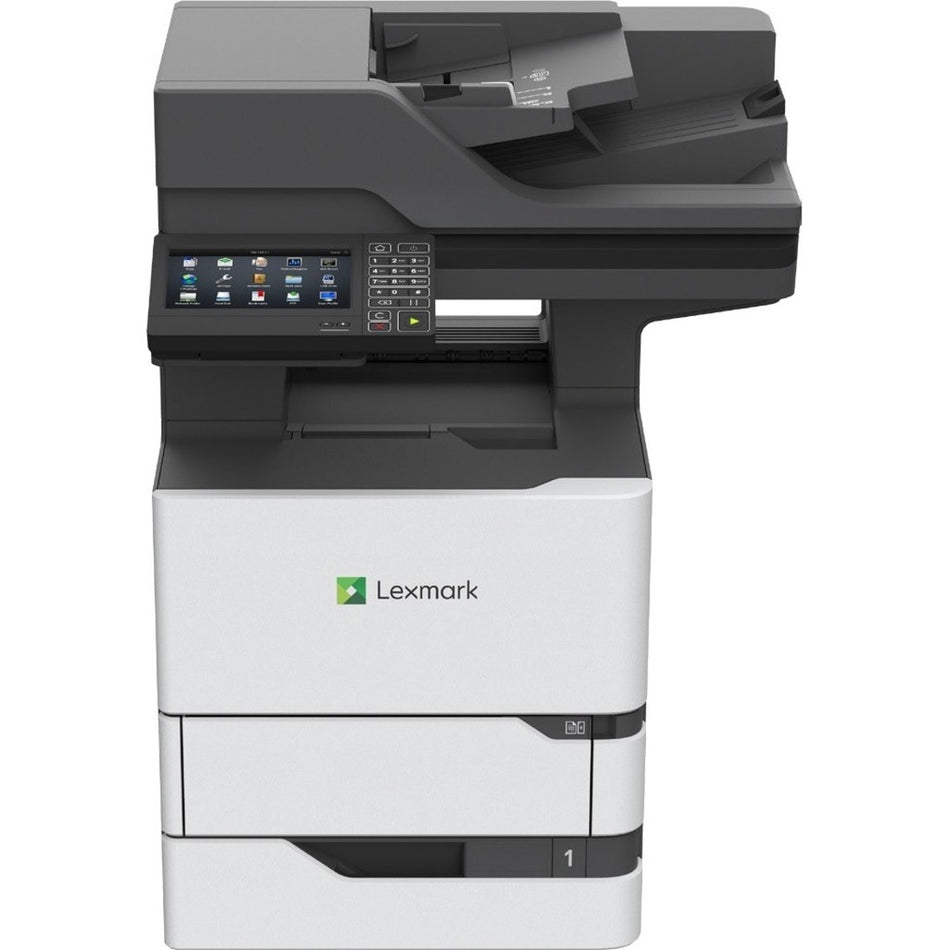Lexmark MX720 MX721adhe Laser Multifunction Printer-Monochrome-Copier/Fax/Scanner-65 ppm Mono Print-1200x1200 Print-Automatic Duplex Print-300000 Pages Monthly-650 sheets Input-Color Scanner-600 Optical Scan-Monochrome Fax-Gigabit Ethernet - 25B0003