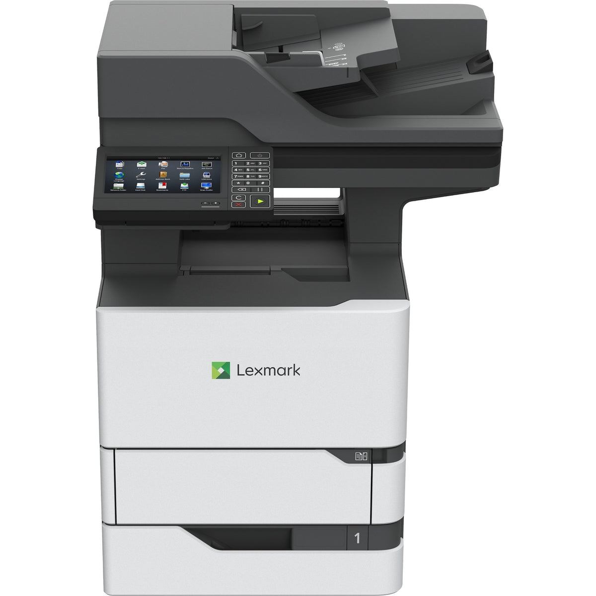 Lexmark MX720 MX721ade Laser Multifunction Printer-Monochrome-Copier/Fax/Scanner-65 ppm Mono Print-1200x1200 Print-Automatic Duplex Print-300000 Pages Monthly-650 sheets Input-Color Scanner-600 Optical Scan-Monochrome Fax-Gigabit Ethernet - 25B0000