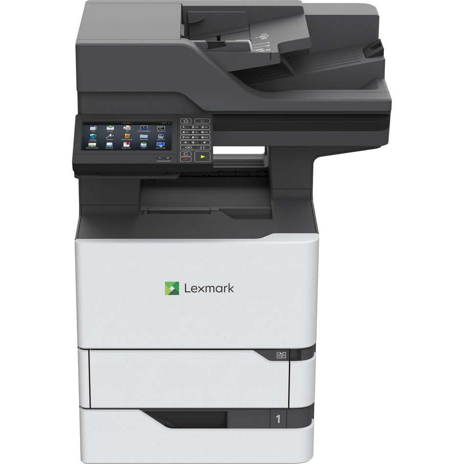 Lexmark MX720 MX722ade Laser Multifunction Printer-Monochrome-Copier/Fax/Scanner-70 ppm Mono Print-1200x1200 Print-Automatic Duplex Print-350000 Pages Monthly-650 sheets Input-Color Scanner-600 Optical Scan-Monochrome Fax-Gigabit Ethernet - 25B0002