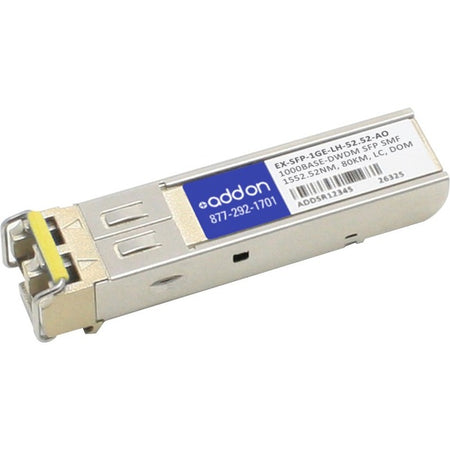 AddOn Juniper Networks EX-SFP-1GE-LH-52.52 Compatible TAA Compliant 1000Base-DWDM 100GHz SFP Transceiver (SMF, 1552.52nm, 80km, LC, DOM) - EX-SFP-1GE-LH-52.52-AO