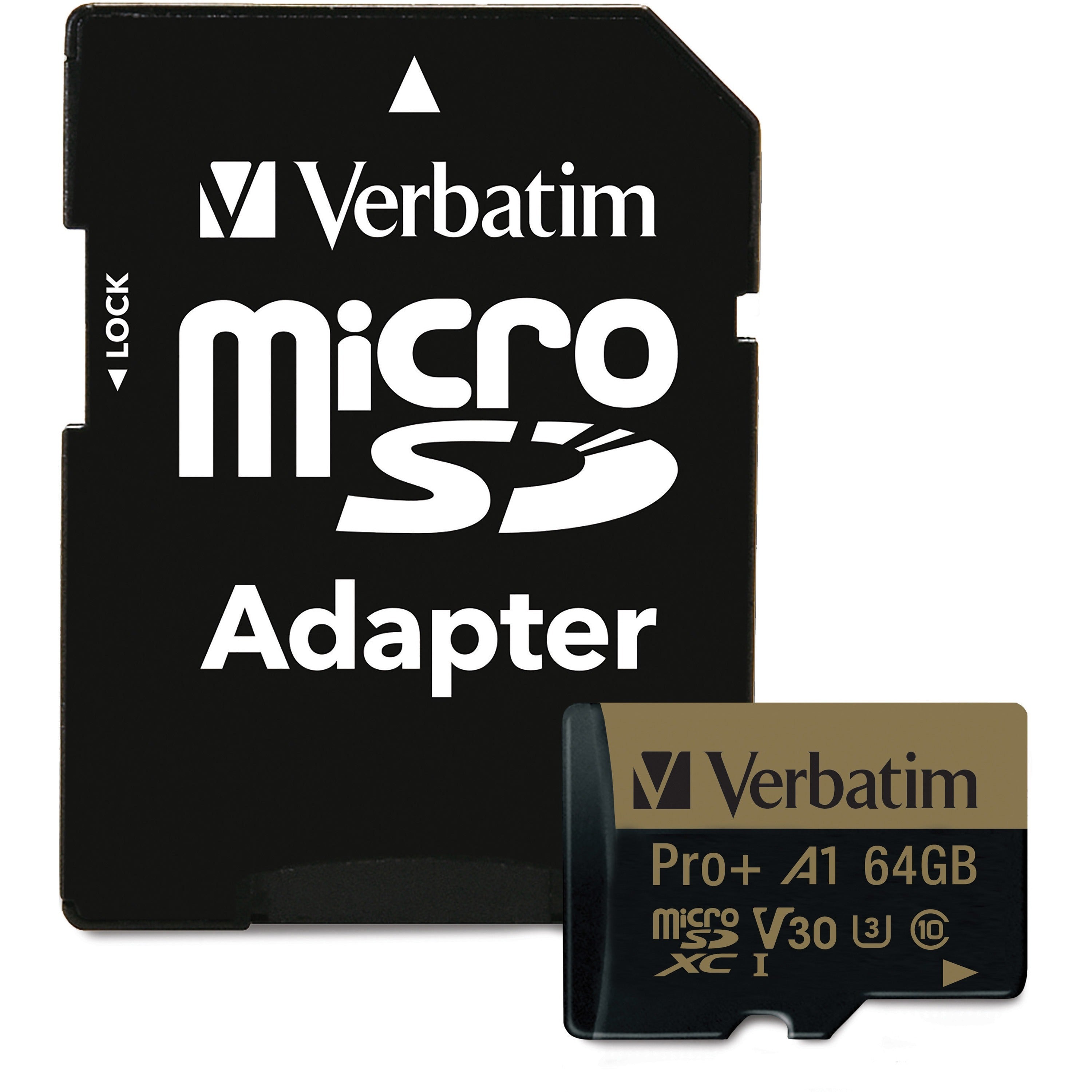 Verbatim PRO Plus 64 GB Class 10/UHS-I (U3) microSDXC - 1 Pack - 70002