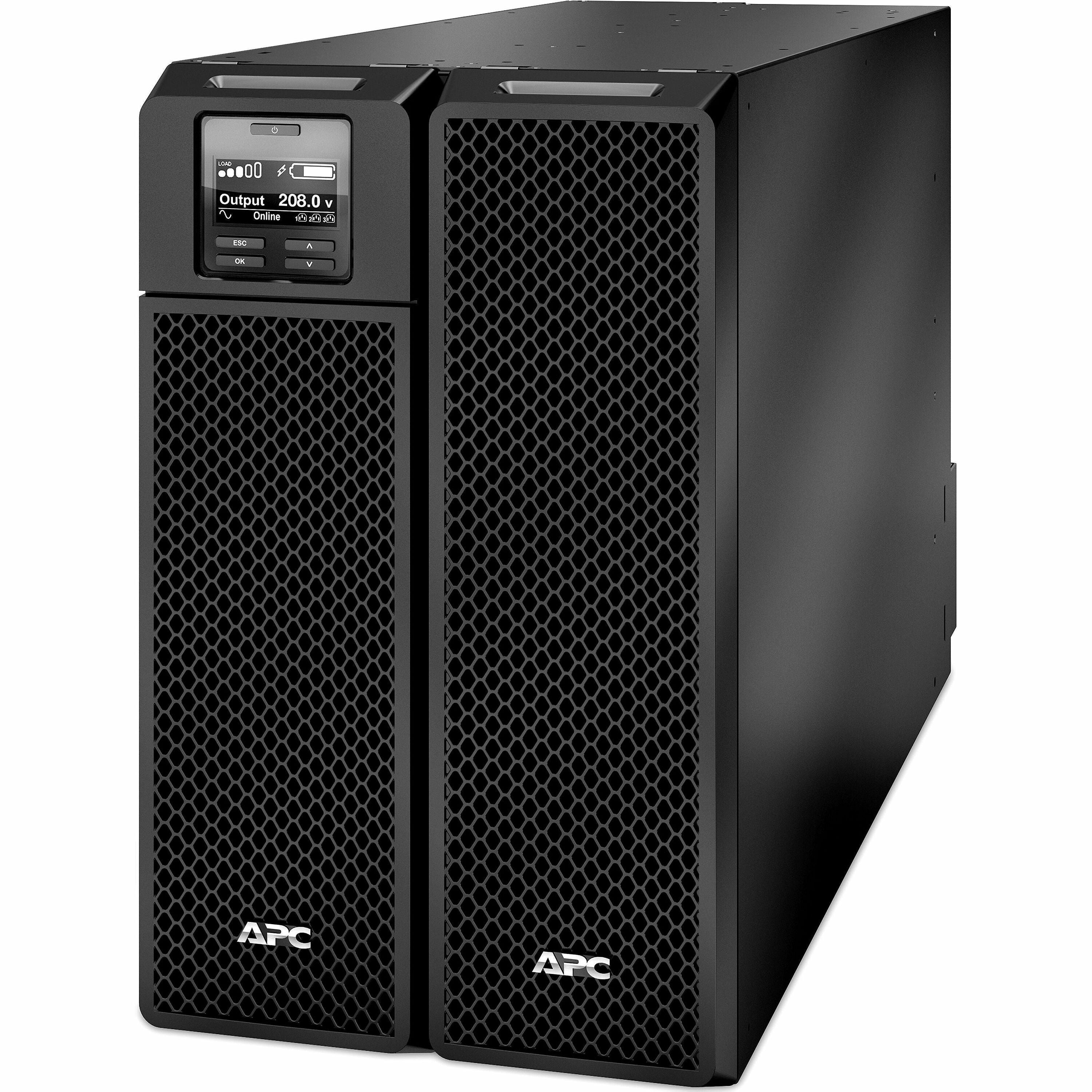 [TAA] APC Smart-UPS On-Line, 8kVA/8kW, Rack/Tower, 208V, 4x L6-20R+2x L6-30R NEMA outlets, Network Card+SmartSlot, Extended runtime, W/O rail kit, TAA - SRT8KXLTUS