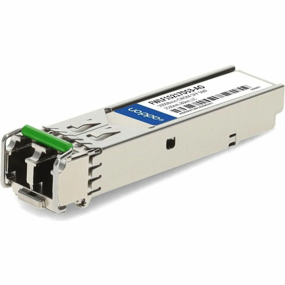 AddOn Finisar FWLF15217D53 Compatible TAA Compliant 1000Base-CWDM SFP Transceiver (SMF, 1530nm, 80km, LC) - FWLF15217D53-AO