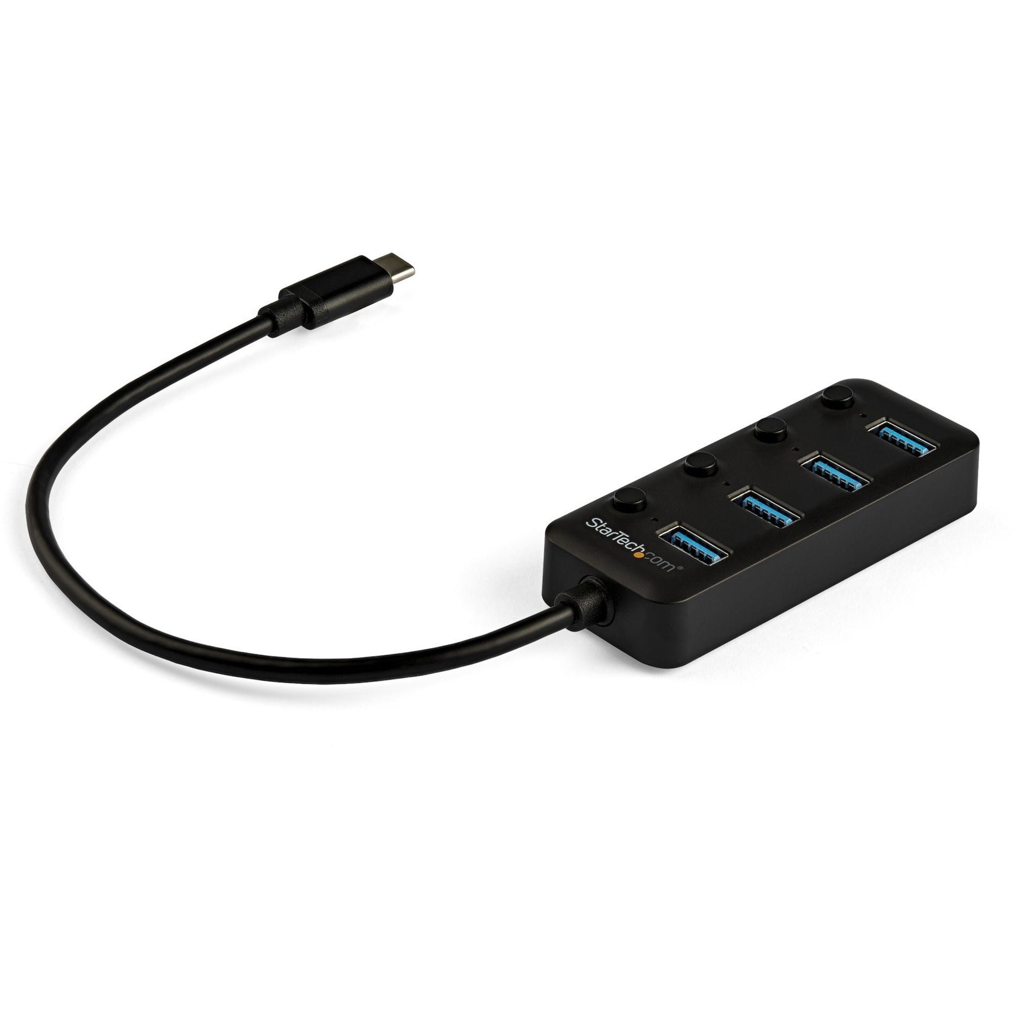 StarTech.com 4 Port USB C Hub - 4x USB 3.0 Type-A with Individual On/Off Port Switches - SuperSpeed 5Gbps USB 3.2 Gen 1 - Bus Powered - HB30C4AIB