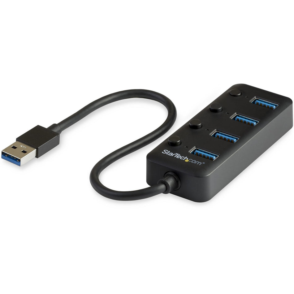 StarTech.com 4 Port USB 3.0 Hub - USB Type-A to 4x USB-A with Individual On/Off Port Switches - SuperSpeed 5Gbps USB 3.2 Gen 1 - Bus Power - HB30A4AIB
