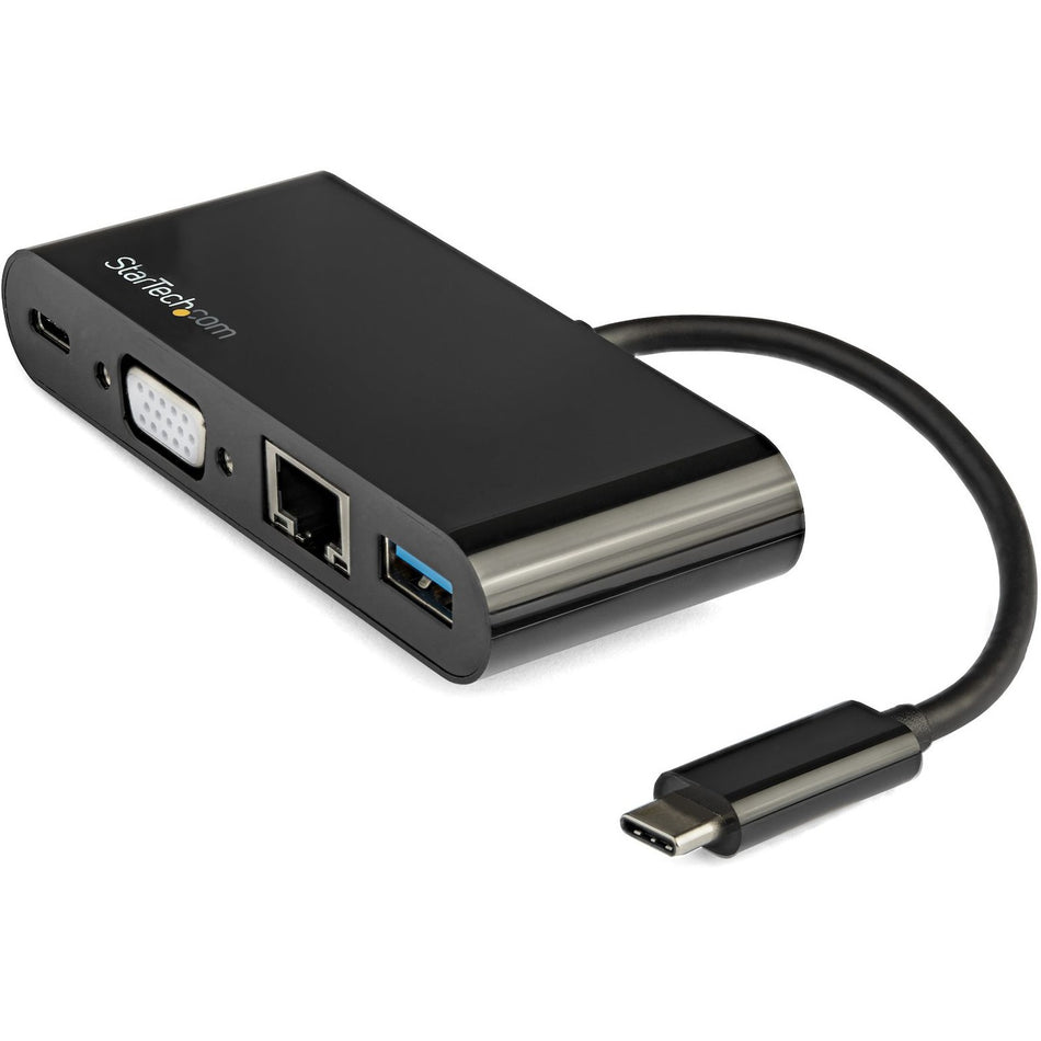 StarTech.com USB C Multiport Adapter - Mini USB-C Dock w/ VGA Video - 60W Power Delivery Passthrough - USB Type-A 5Gbps - Gigabit Ethernet - DKT30CVAGPD