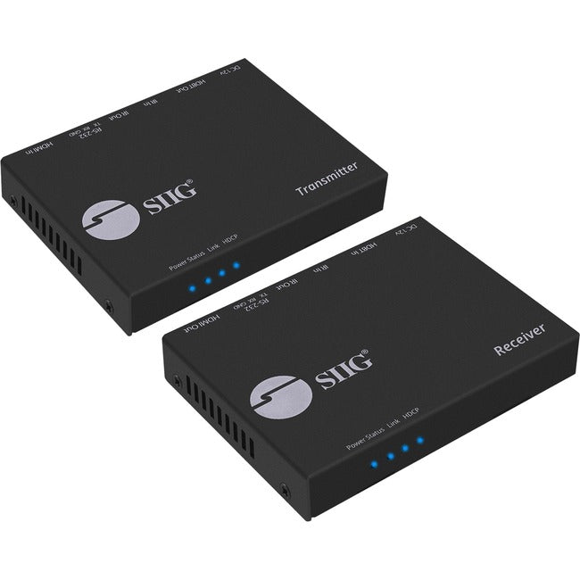 SIIG 4K HDMI HDBaseT Extender Over Single Cat5e/6 with RS-232, IR & PoC - 60m - CE-H23E11-S1