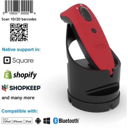 Socket Mobile SocketScan&reg; S740, Universal Barcode Scanner, Red & Black Dock - CX3444-1907