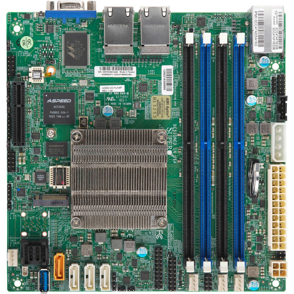 Supermicro A2SDi-4C-HLN4F Server Motherboard - Intel Chipset - Socket BGA-1310 - Mini ITX - MBD-A2SDI-4C-HLN4F-B