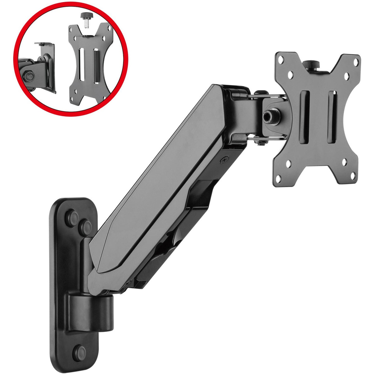 Aluminum Wall Mount Gas Spring Monitor Arm - 17" to 32" - CE-MT2K12-S1