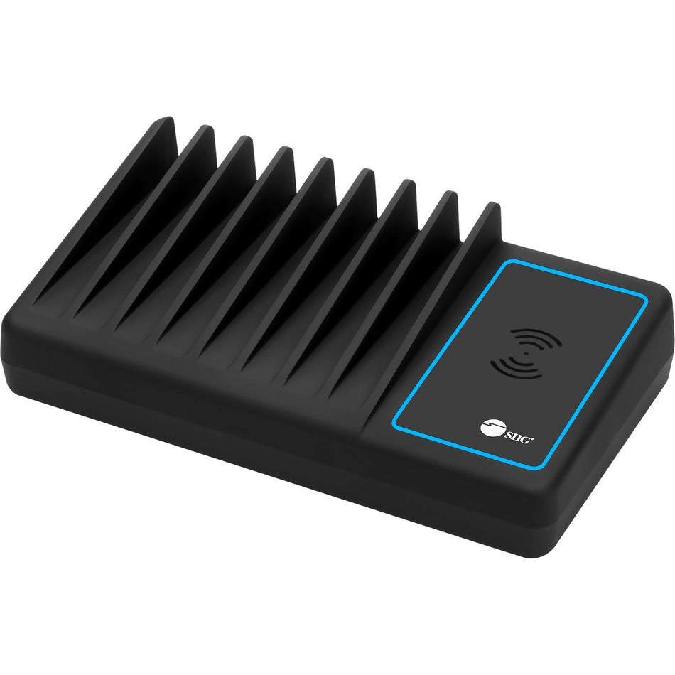 SIIG 10-Port USB-A/C & Wireless Charging Station With Ambient Light Deck - AC-PW1H11-S1