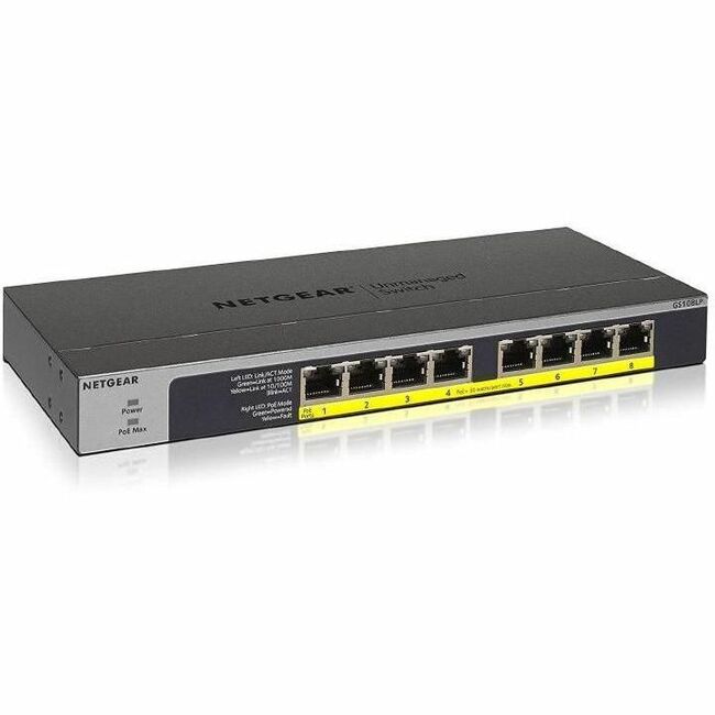 Netgear 8-Port PoE/PoE+ Gigabit Ethernet Unmanaged Switch (GS108LP) - GS108LP-100NAS