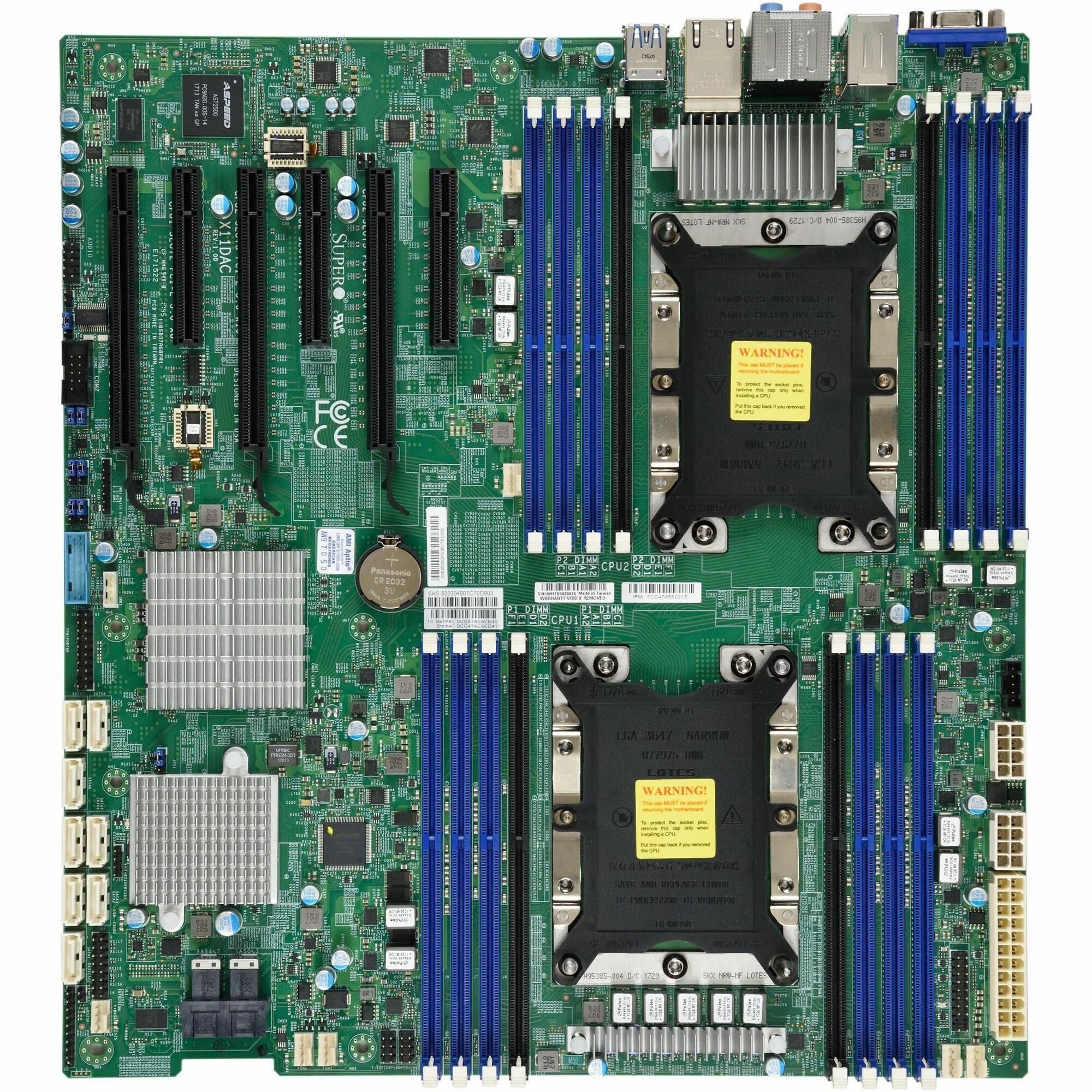 Supermicro X11DAC Server Motherboard - Intel C621 Chipset - Socket P LGA-3647 - Extended ATX - MBD-X11DAC-B