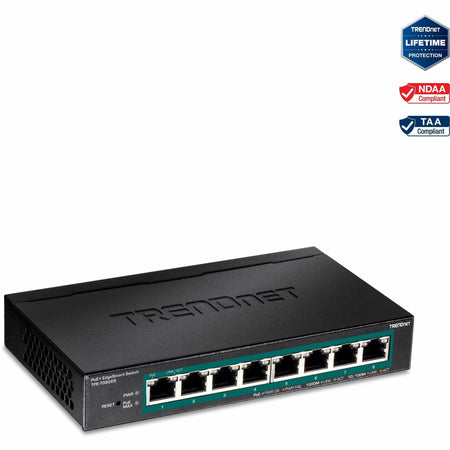 TRENDnet 8-Port Gigabit EdgeSmart PoE+ Switch, 8 x Gigabit PoE+ Ports, 64W PoE Power Budget, Managed PoE+ Switch, Wall Mountable, Desktop Ethernet Switch, Lifetime Protection, Black, TPE-TG82ES - TPE-TG82ES