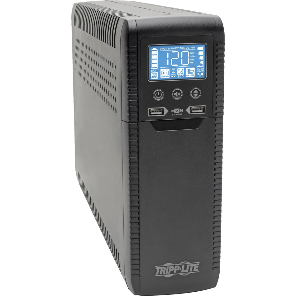 Tripp Lite by Eaton Line Interactive UPS with USB and 10 Outlets - 120V, 1440VA, 900W, 50/60 Hz, AVR, ECO Series, ENERGY STAR - ECO1500LCD