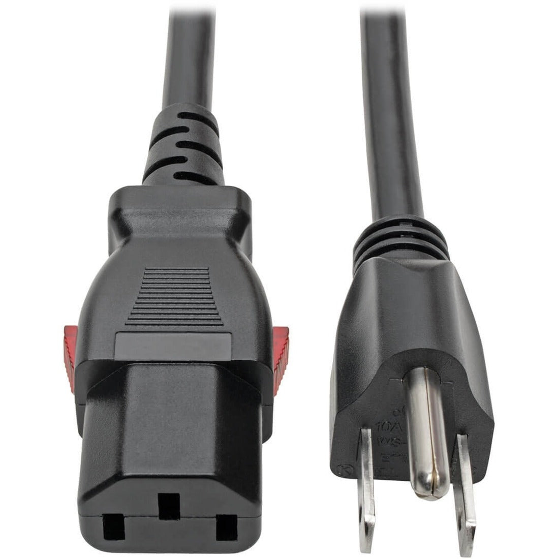 Eaton Tripp Lite Series Computer Power Cord, NEMA 5-15P to Locking C13 - 10A, 125V, 18 AWG, 10 ft. (3.05 m) - P006-L10