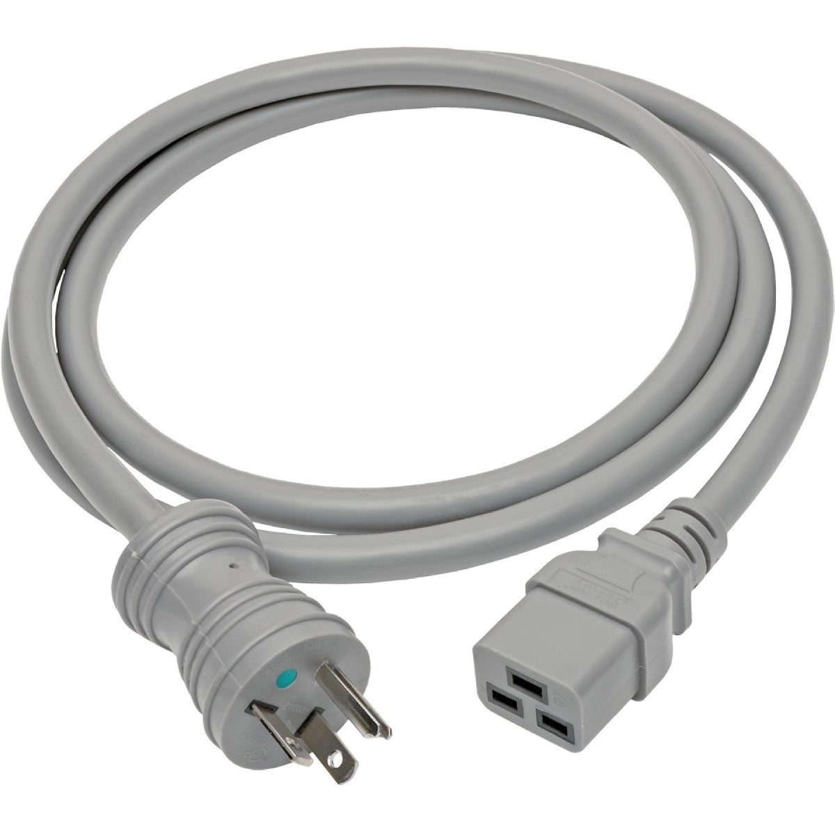 Eaton Tripp Lite Series Hospital-Grade Power Cord, NEMA 5-20P to C19 - Heavy-Duty, Green Dot, 20A, 125V, 12 AWG, 6 ft. (1.83 m), Gray - P049-006-GY-HG