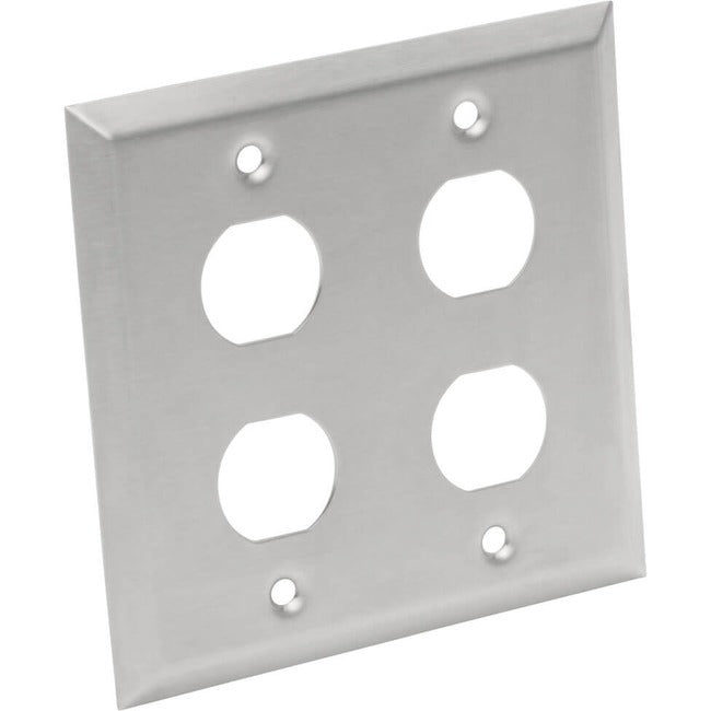 Tripp Lite by Eaton 4 Port Double Gang Faceplate, Stainless Steel, Industrial Grade, IP44, TAA - N206-FP04-IND