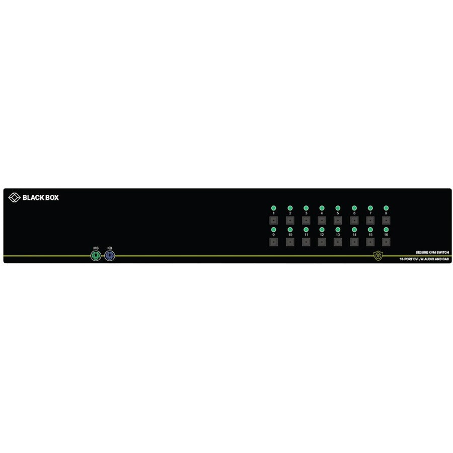 Black Box Secure NIAP 3.0 KVM Switch - Single-Head, DVI-I, PS/2, CAC, 16-Port - SS16P-SH-DVI-UCAC