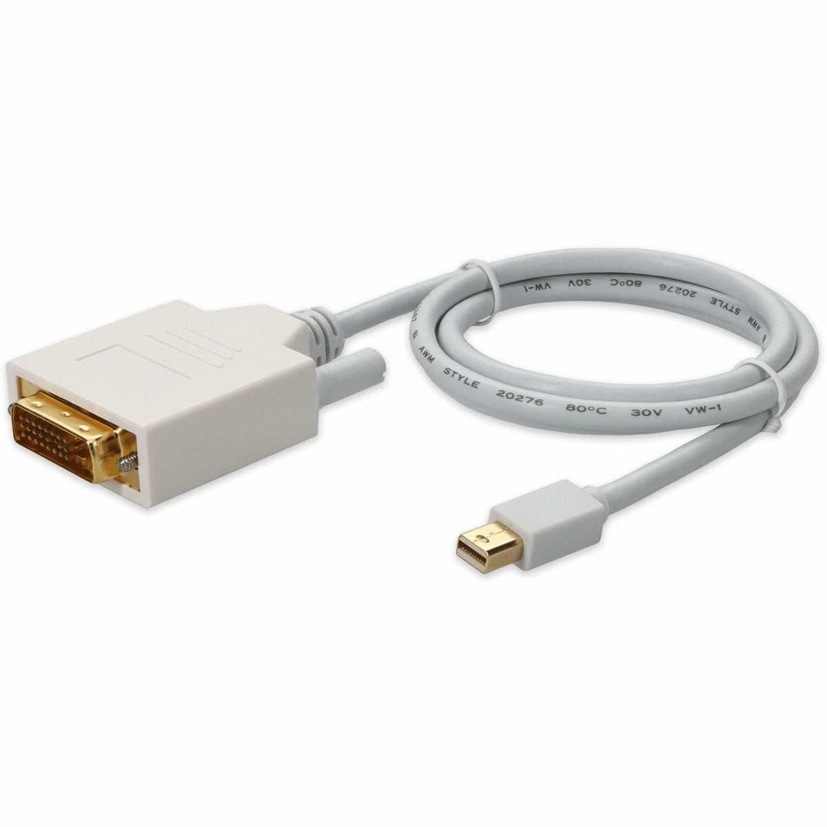 AddOn 3ft Mini-DisplayPort Male to DVI-D Single Link (18+1 pin) Male White Cable For Resolution Up to 1920x1200 (WUXGA) - MINIDP2DVIDSL3FW