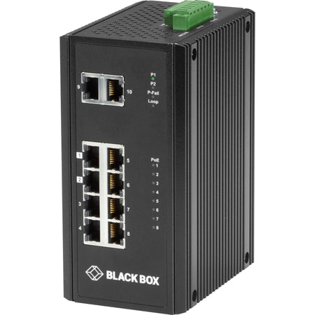 Black Box Industrial (8) 10/100/1000 PoE + (2) Gigabit Ethernet Switch - LPH3100A