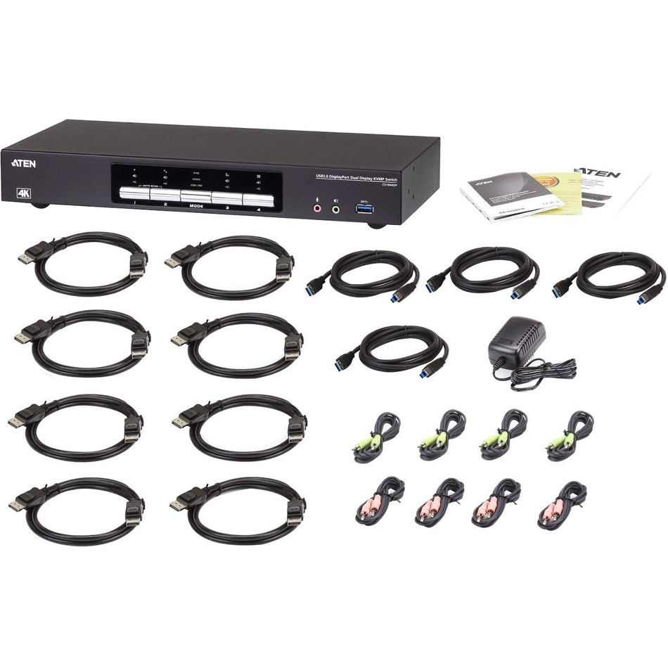 ATEN 4-Port USB 3.0 4K DisplayPort Dual Display KVMP Switch-TAA Compliant - CS1944DP