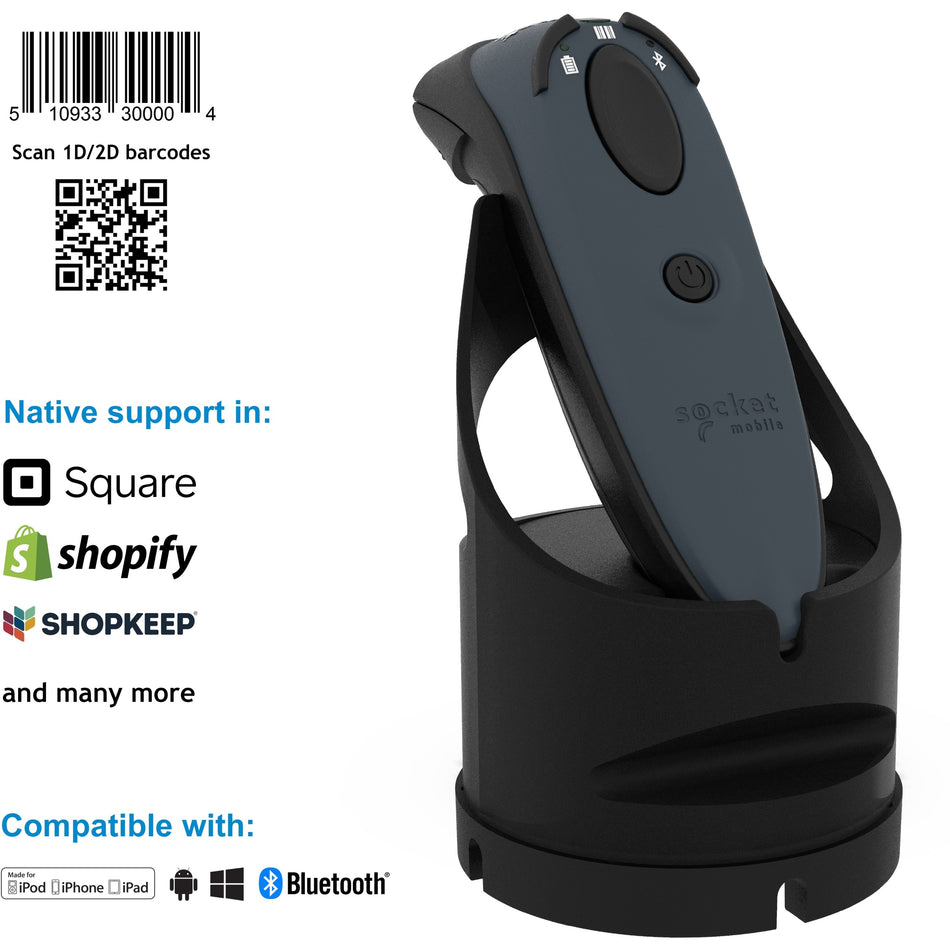 Socket Mobile DuraScan&reg; D740, Universal Barcode Scanner, Gray & Charging Dock - CX3472-1940