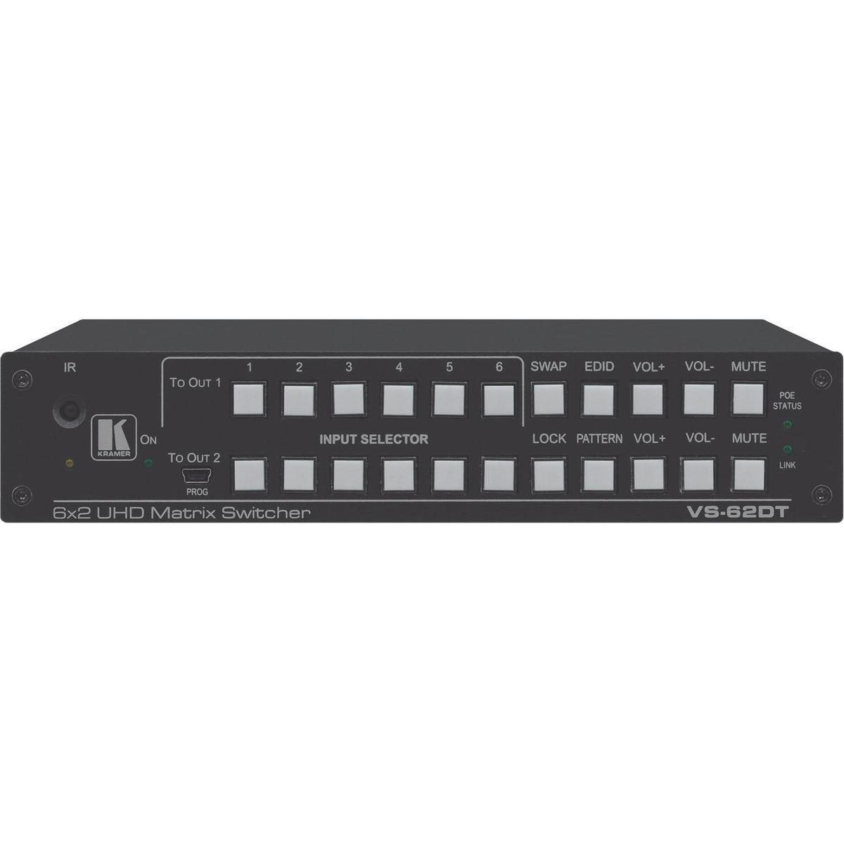 Kramer VS-62DT 6x2 4K60 4:2:0 HDMI/HDBaseT Long-Reach PoE Matrix Switcher - 20-80434090