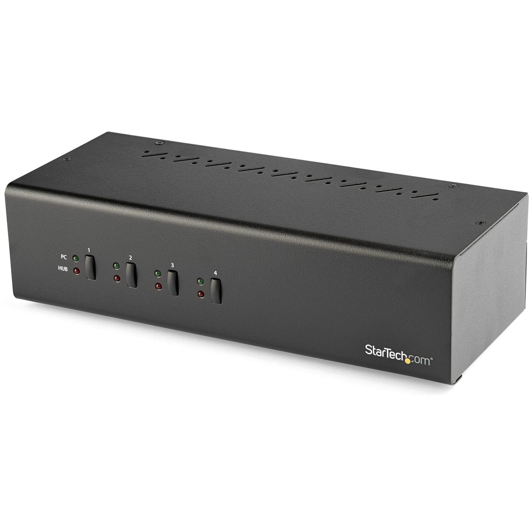 StarTech.com 4 Port Dual Monitor DVI KVM Switch - Dual Screen Display Compact USB KVM Switch with USB 3.0 Hub & Audio - TAA Compliant - SV431DD2DU3A