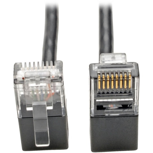 Tripp Lite by Eaton Right-Angle Cat6 Gigabit Snagless Molded Slim UTP Ethernet Cable (RJ45 M/M), Black, 1 ft. (0.31 m) - N201-SR1-BK
