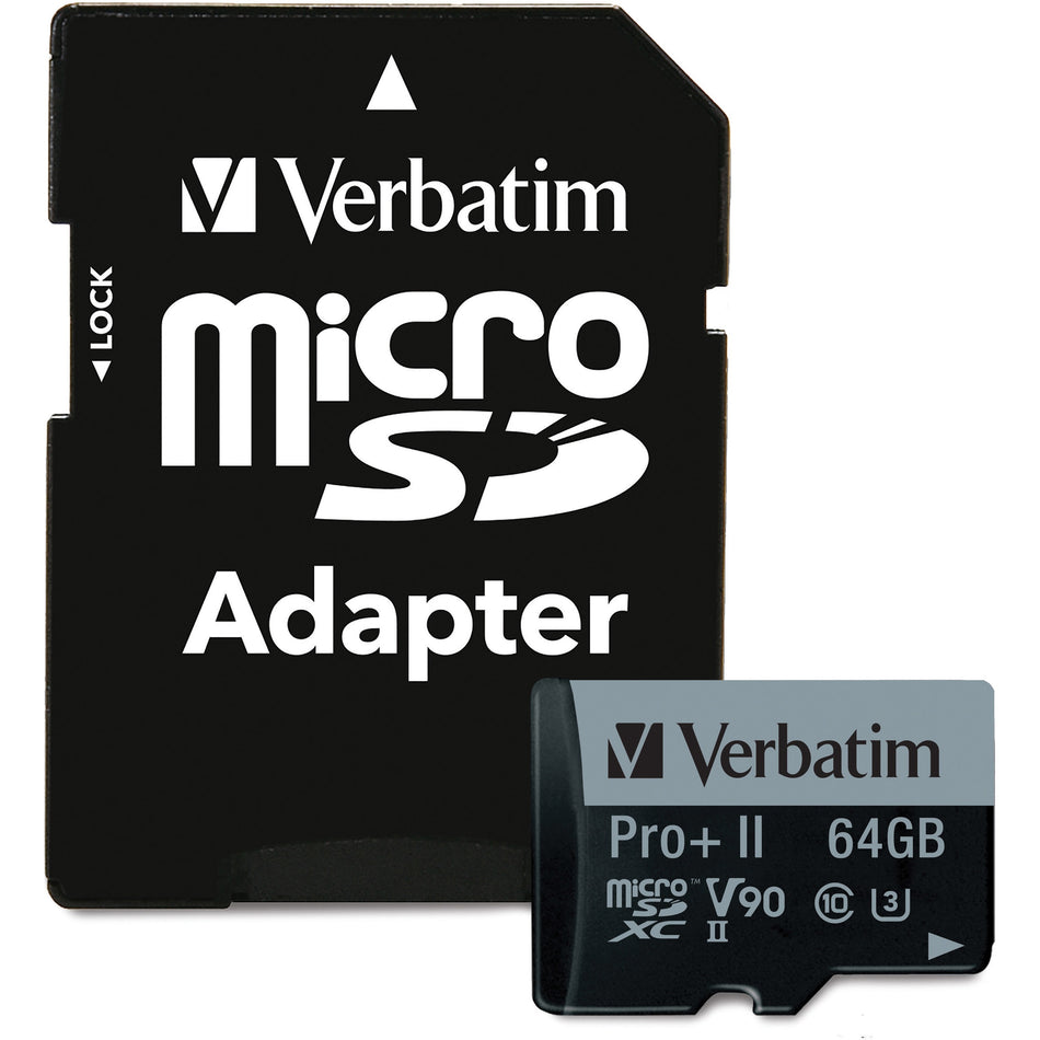 Verbatim Pro II Plus 64 GB Class 10/UHS-II (U3) microSDXC - 1 Pack - 99168