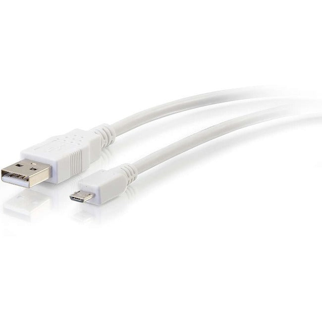 C2G 1ft USB 2.0 A to Micro-USB B Cable White - 1' USB Cable - 27441