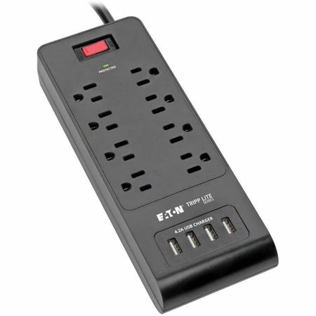 Tripp Lite by Eaton 8-Outlet Surge Protector with 4 USB Ports (4.2A Shared) - 6 ft. (1.83 m) Cord 1800 Joules Black - TLP864USBB