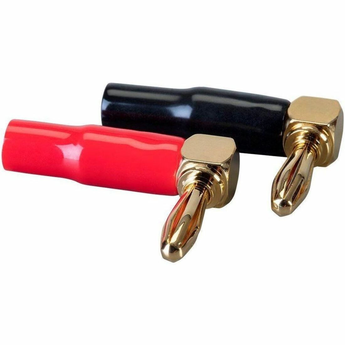 Monoprice 2 Pair Right Angle 24k Gold Plated Banana Speaker Wire Cable Screw Plug Connecto - 21913
