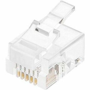 Monoprice 6P6C RJ12 Modular Plugs for Flat Solid/Stranded Cable, 1u, 2 Prongs Clear, 50-PK - 7270
