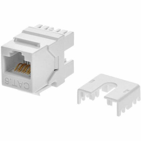 Monoprice Cat6 RJ45 180-Degree Dual IDC Keystone for 22-24AWG Solid Wire, White - 15694